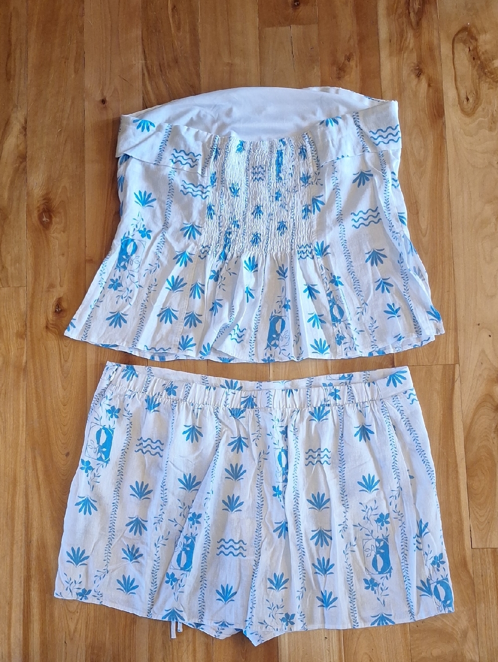 Wild Fable Blue & White Floral 2 Piece Skort Set Linen Blend XXL - Picture 13 of 14